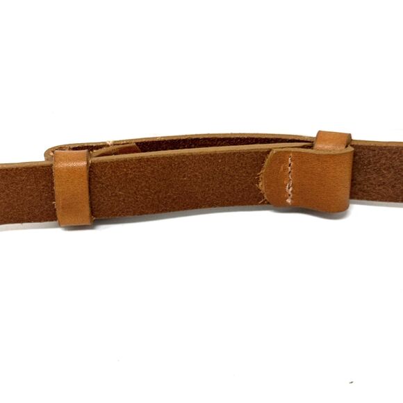 CHICO'S Brass Hook Loop Buckle Belt Womens M/L Gemstone Brown Leather Adjustable - Picture 7 of 11